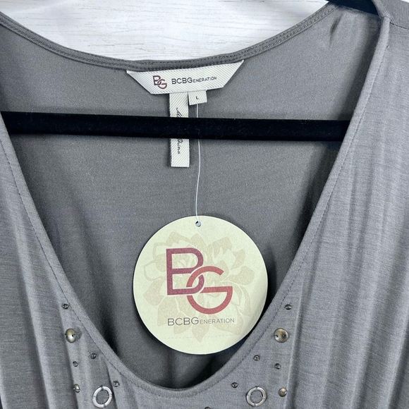 NWT BCBG Y2K Flowy V Neck Dress Detailing Sash Wrap Belt Large 💗 - Picture 3 of 9